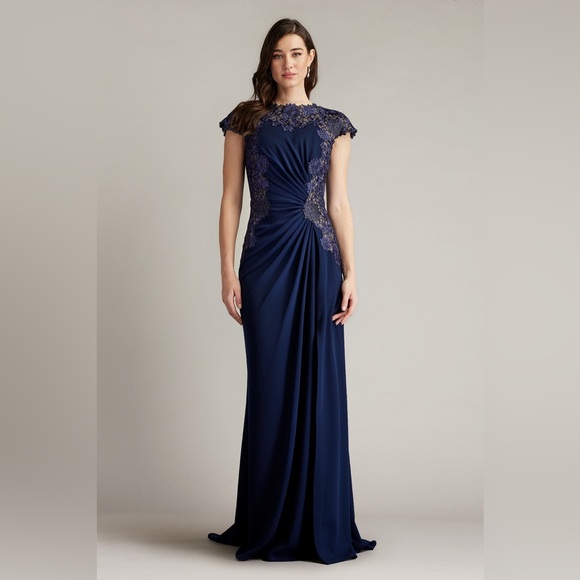 Tadashi Shoji Chelan Embroidered Illusion Gown - Picture 1 of 10